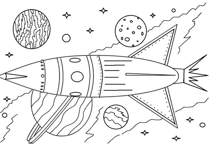 готовый рисунок ракета в космосе, пример 2