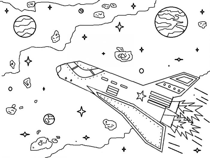 готовый рисунок ракета в космосе, пример 5