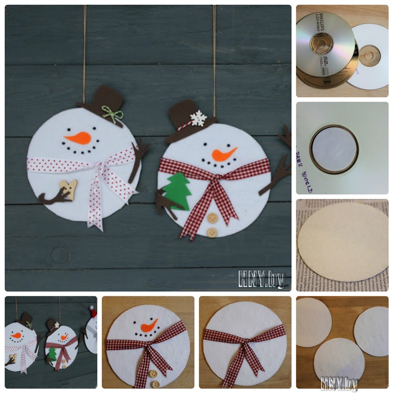 Новогодние снеговики из старых дисков: делаем поделки к новому году из подручных материалов