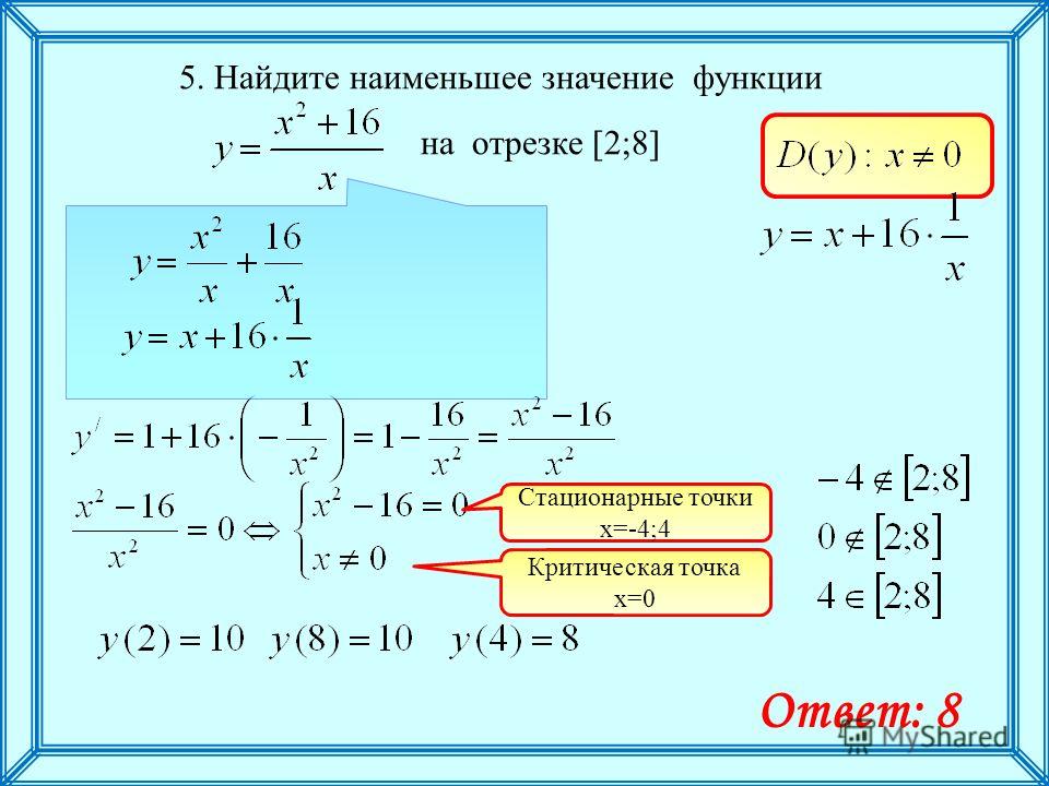 Найдите наименьшее значение функции y x3 4x2 3x 2 на отрезке 2 5