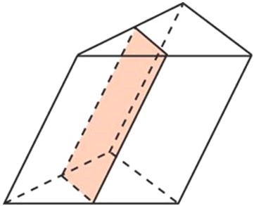 Наклонная треугольная призма с сечением