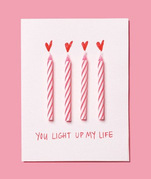 идея оформления подарка на 14 февраля, на день валентина - ты свет моей жизни, открытка со свечами
