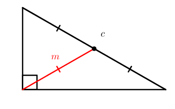Прямоугольный треугольник: медиана, проведенная из вершины прямого угла равна половине гипотенузы