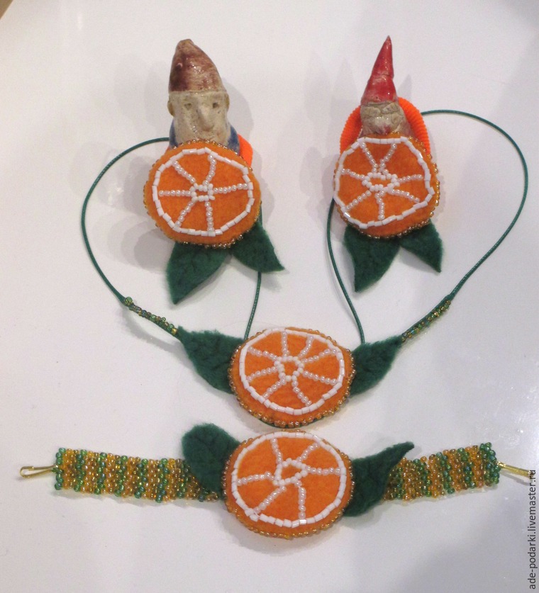 Делаем «Апельсинки-витаминки» — украшение из флиса и бисера для девочки, фото № 1