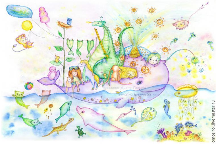 Рисуем акварелью картину для детской «Китёнок с мамой», фото № 22