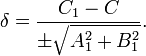 \delta = \frac{C_1-C}{\pm\sqrt{A_1^2+B_1^2}}.