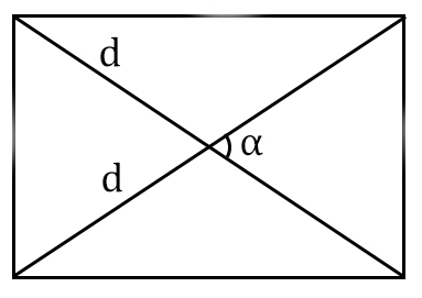 Площадь прямоугольника по диагоналям и углу между ними