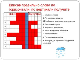 Вписав правильно слова по горизонтали, по вертикали получите название оболочк