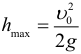 Формула Максимальная высота на которую поднимется тело, брошенное вертикально вверх