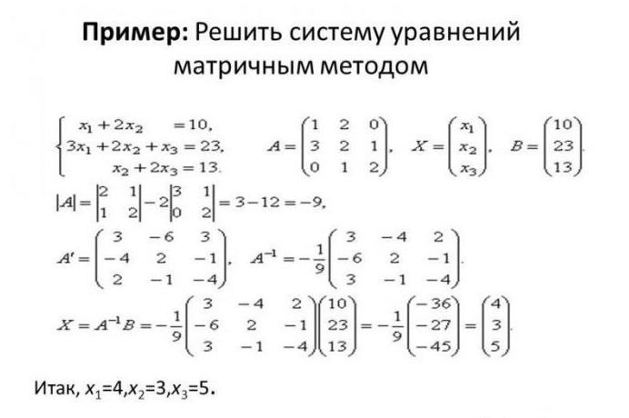 матричный метод решения систем линейных уравнений