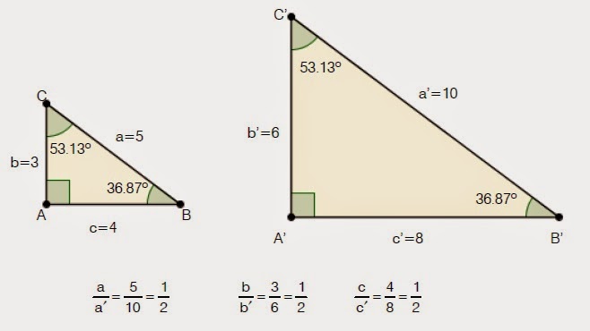 Выражения для подобных треугольников