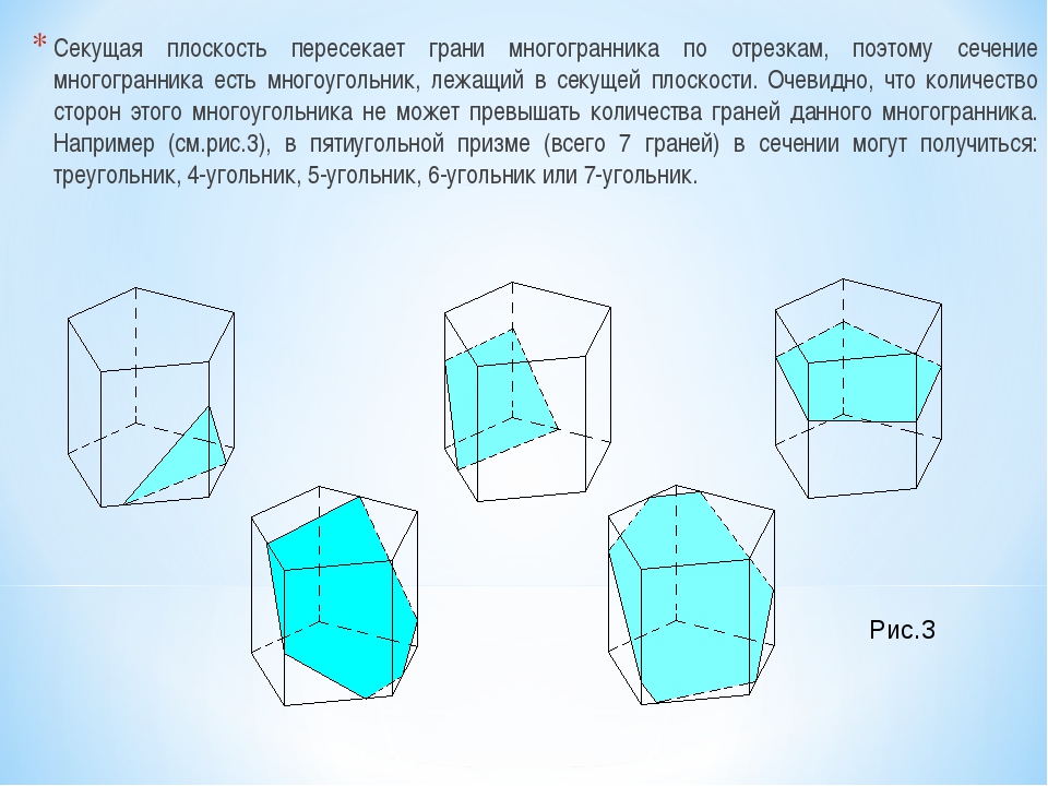 Найдите для каждой картинки пару многогранник сечение