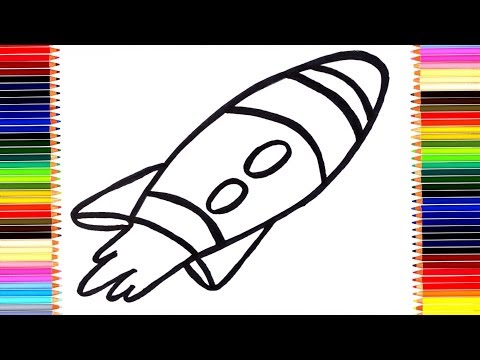 Как нарисовать ракету  /  мультик раскраска ракета для детей / учим цвета