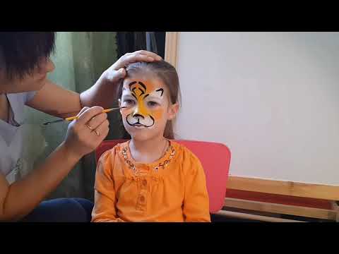Аквагрим, рисуем тигра. Face painting, tiger. It