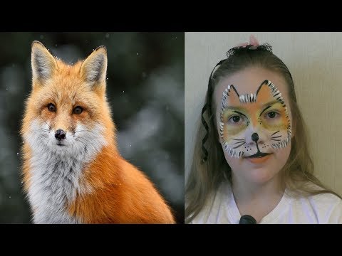face painting fox for kids. Мастер класс аквагрим