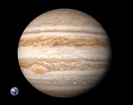 Сравнение размеров Земли и Юпитера