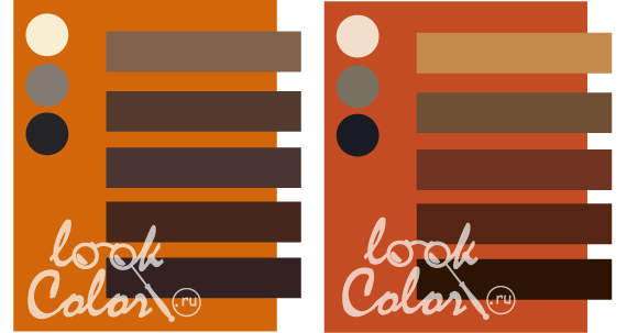 сочетание оранжево-коричневого и темно-оранжевого с коричневым