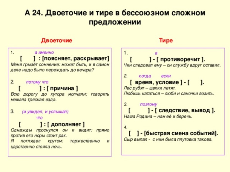 Двоеточие и тире