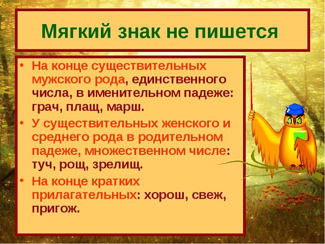 Мягкий знак не пишется