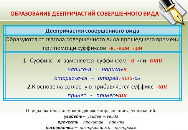 Образование деепричастий совершенного вида