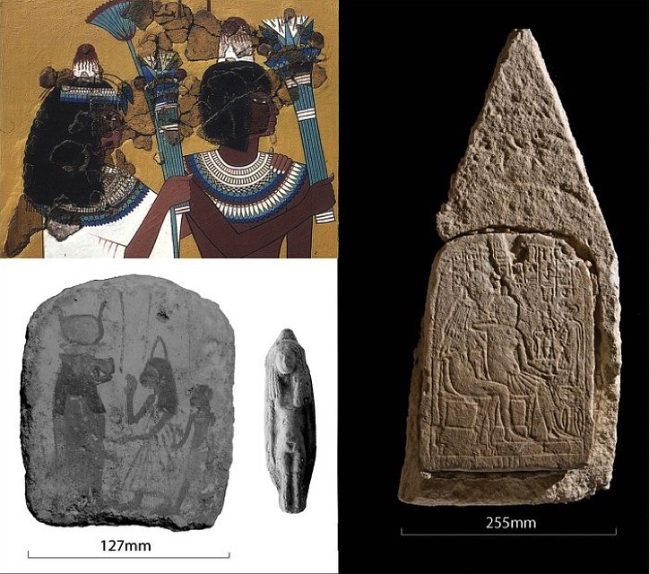 Изображения древних египтян с конусами на головах. 