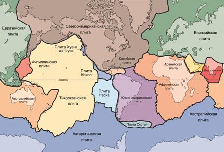 Карта "Строение земной коры"