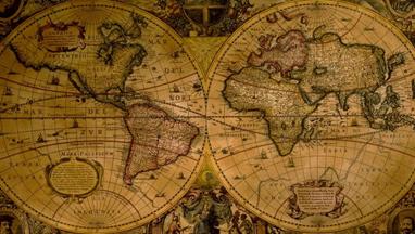 Древняя карта мира на бумаге