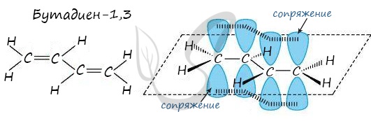Сопряжение в молекуле бутадиена
