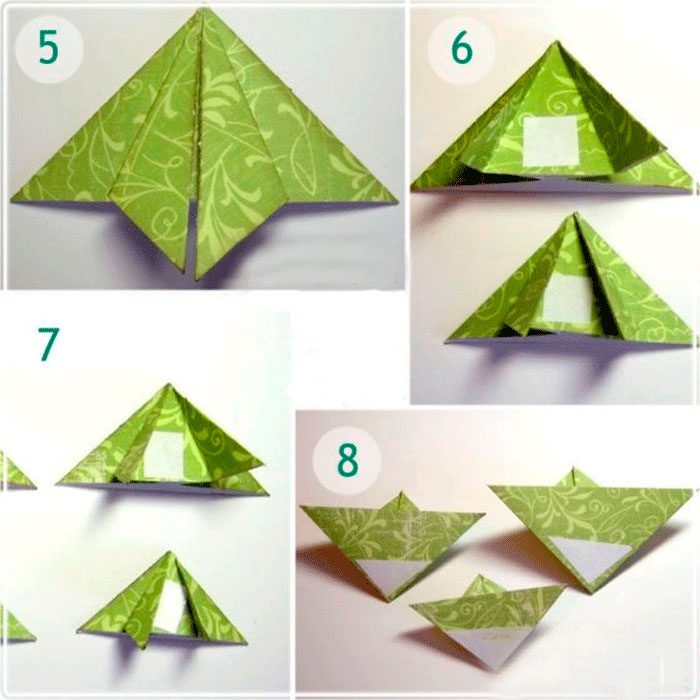 новогодняя открытка оригами елочка