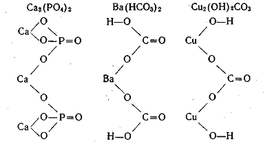 структурні формули фосфату кальцію, гідрокарбонату барію і основного карбонату міді