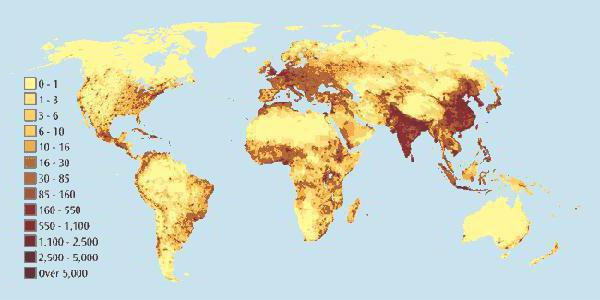 карта населения мира
