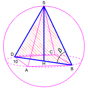 Четырехугольная пирамида вписанная в сферу стереометрическая задача